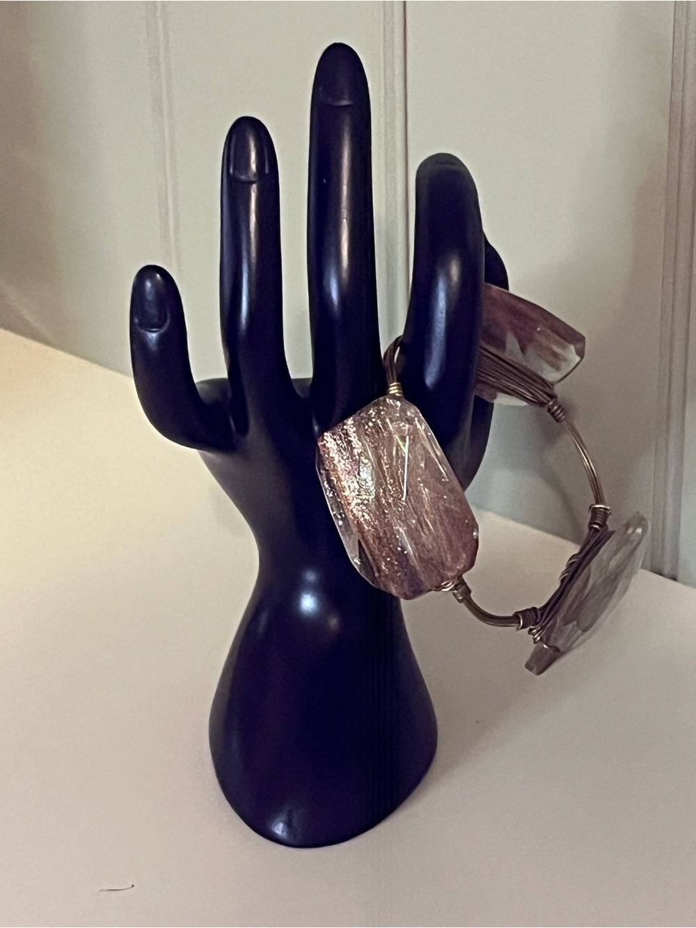 Bourbon & Bowties Chunky Faceted Stone & Wire-Wrapped Bangle Bracelet